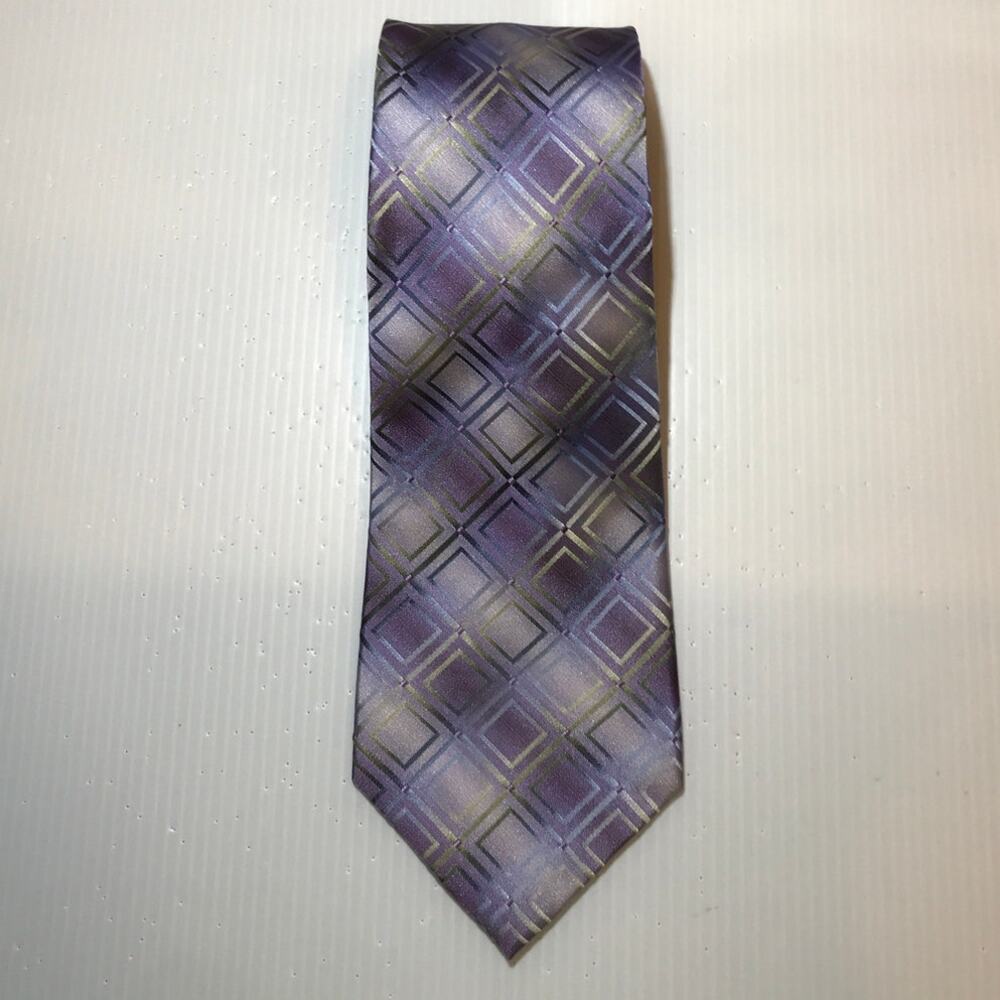 Stafford Purple Geometric Silk Classic Wide Men Necktie